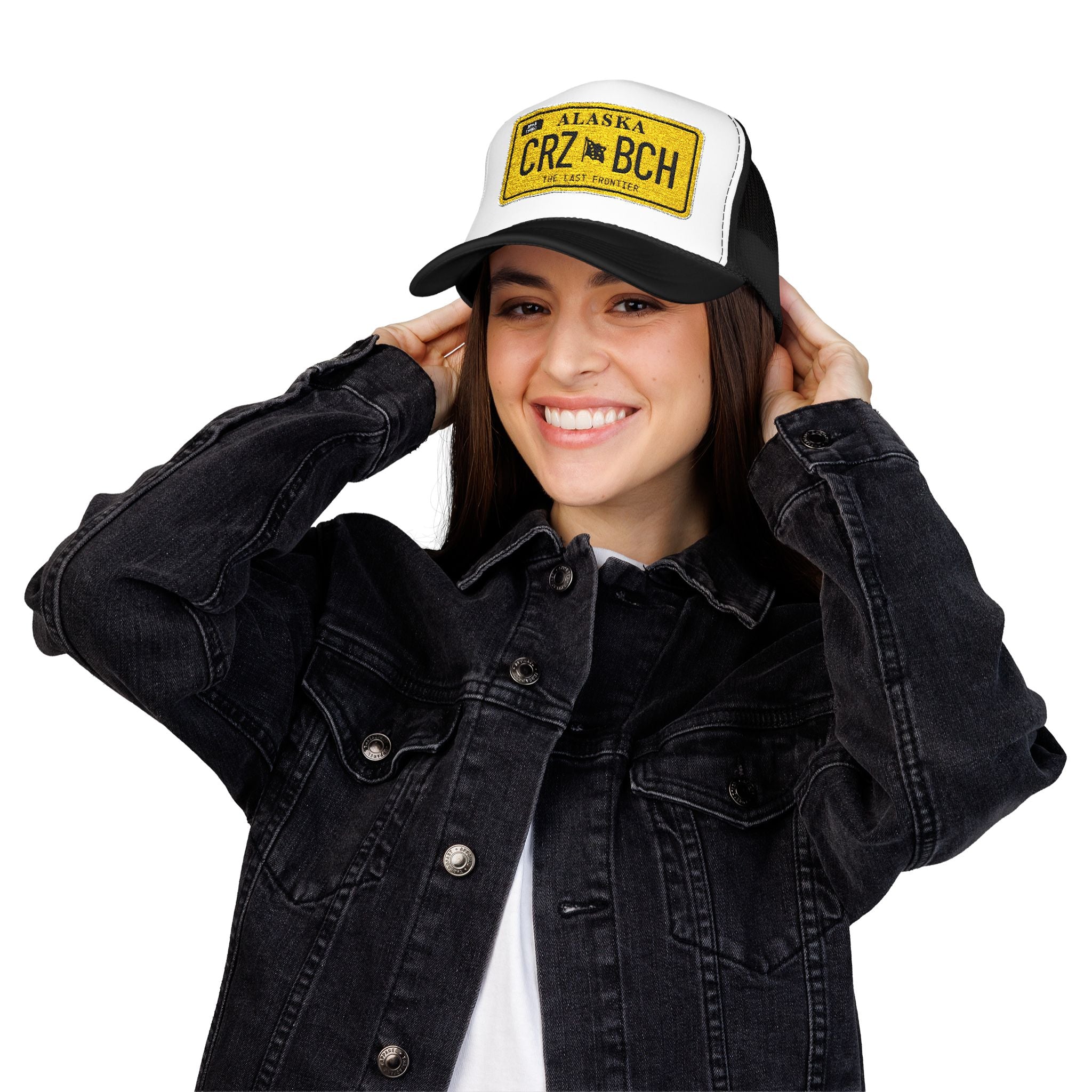 Crazy Bitch - Gold Plate Foam Trucker Hat w/ Embroidered Patch - BitchGear™