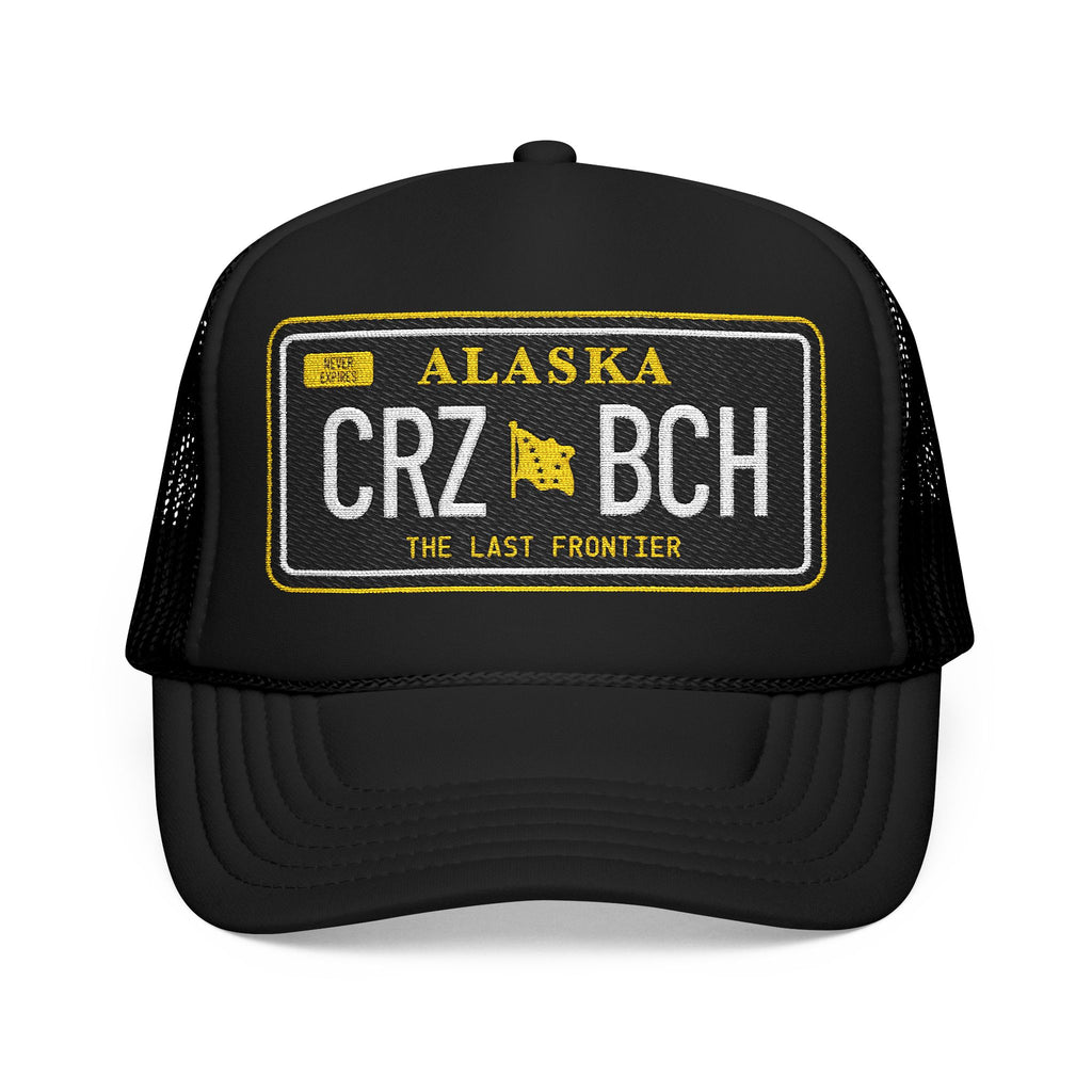 Crazy Bitch - Black Plate - Foam Trucker Hat w/ Embroidered Patch - BitchGear™