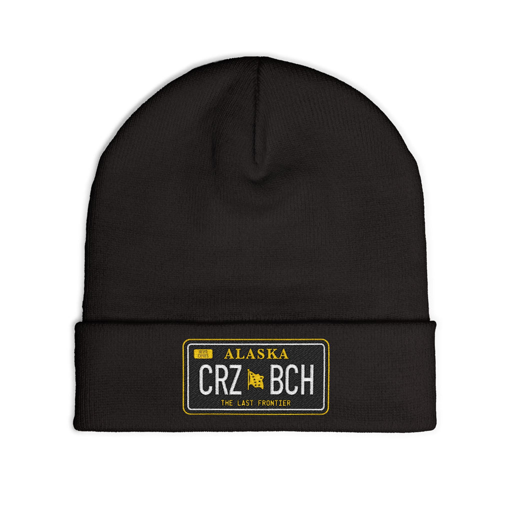 Crazy Bitch Plate (Black) Embroidered Knit Beanie