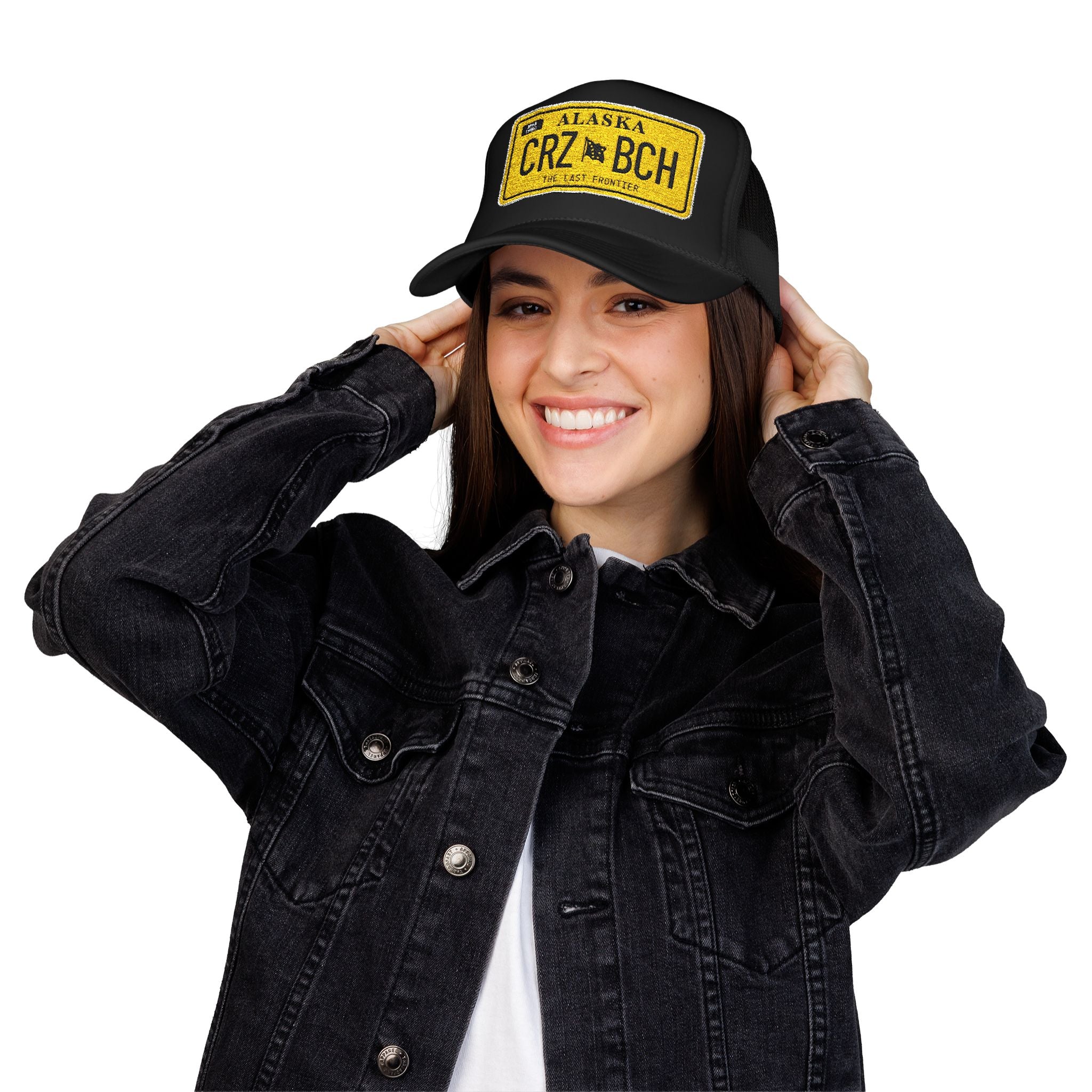 Crazy Bitch - Gold Plate Foam Trucker Hat w/ Embroidered Patch - BitchGear™