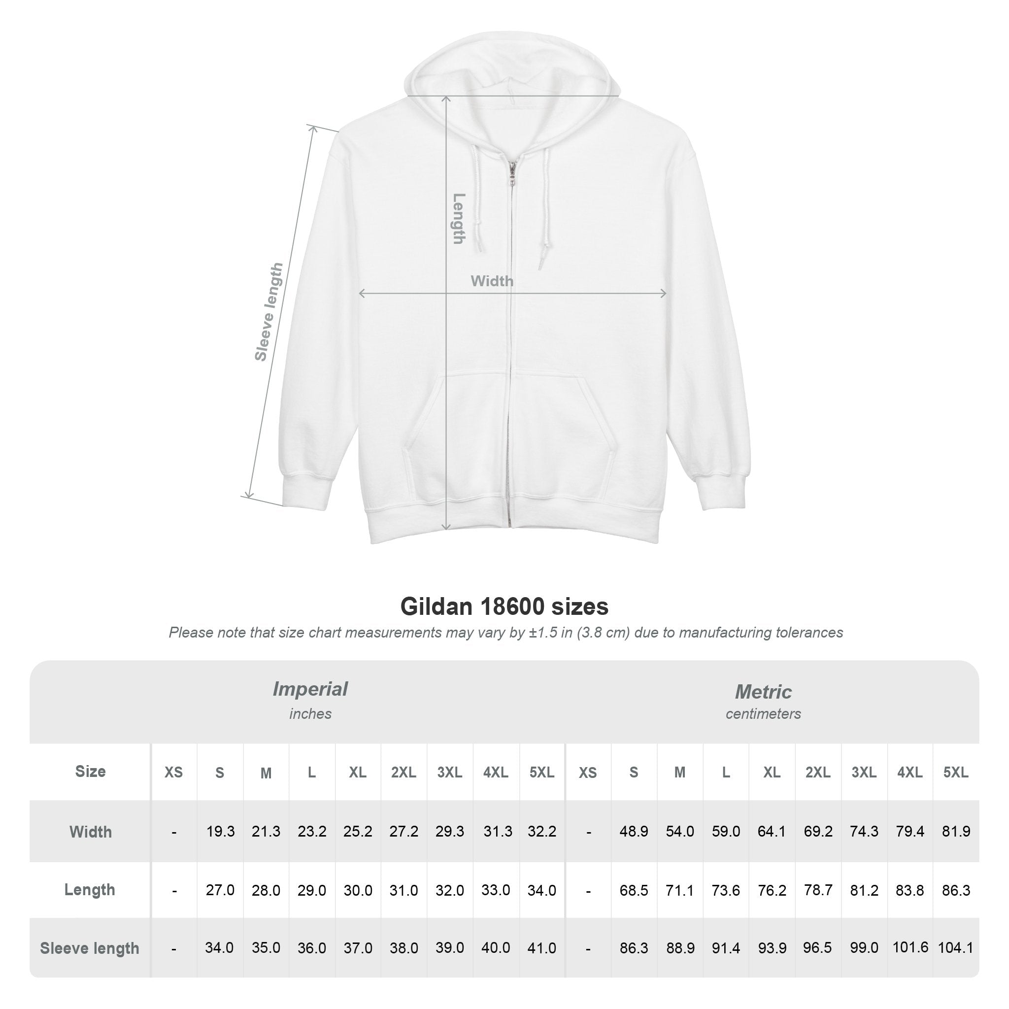 Gildan® Unisex Heavy Blend™ Full Zip Hooded Sweatshirt