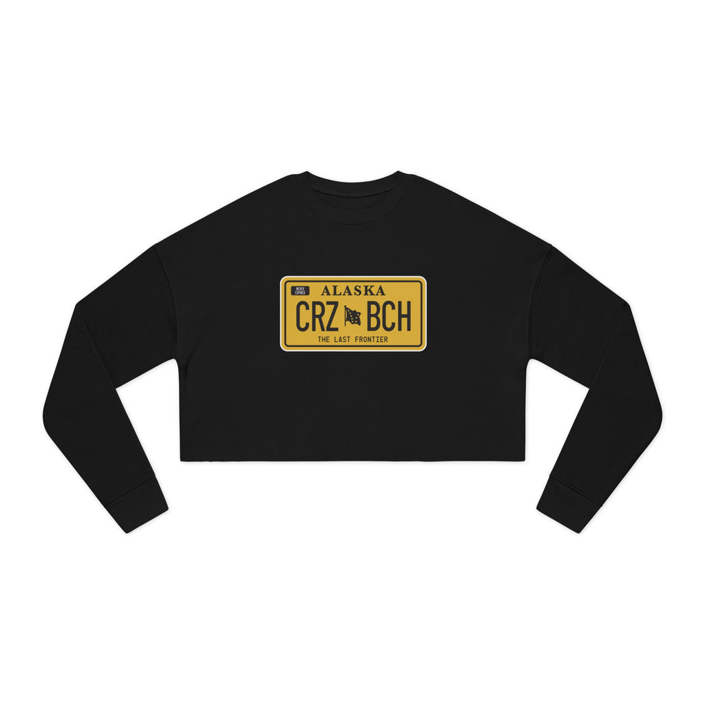 Crazy Bitch Plate (Gold) Women's Cropped Sweatshirt
