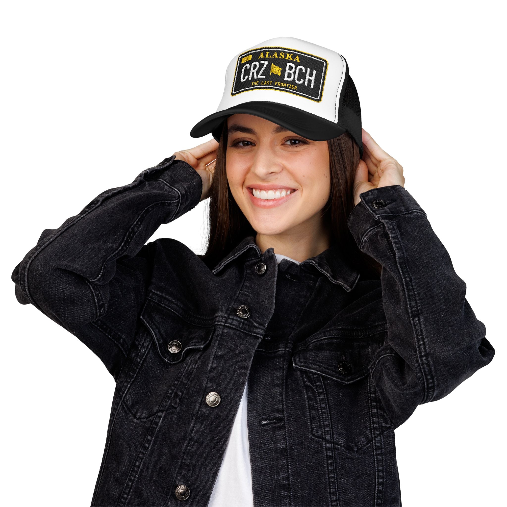 Crazy Bitch - Black Plate - Foam Trucker Hat w/ Embroidered Patch - BitchGear™