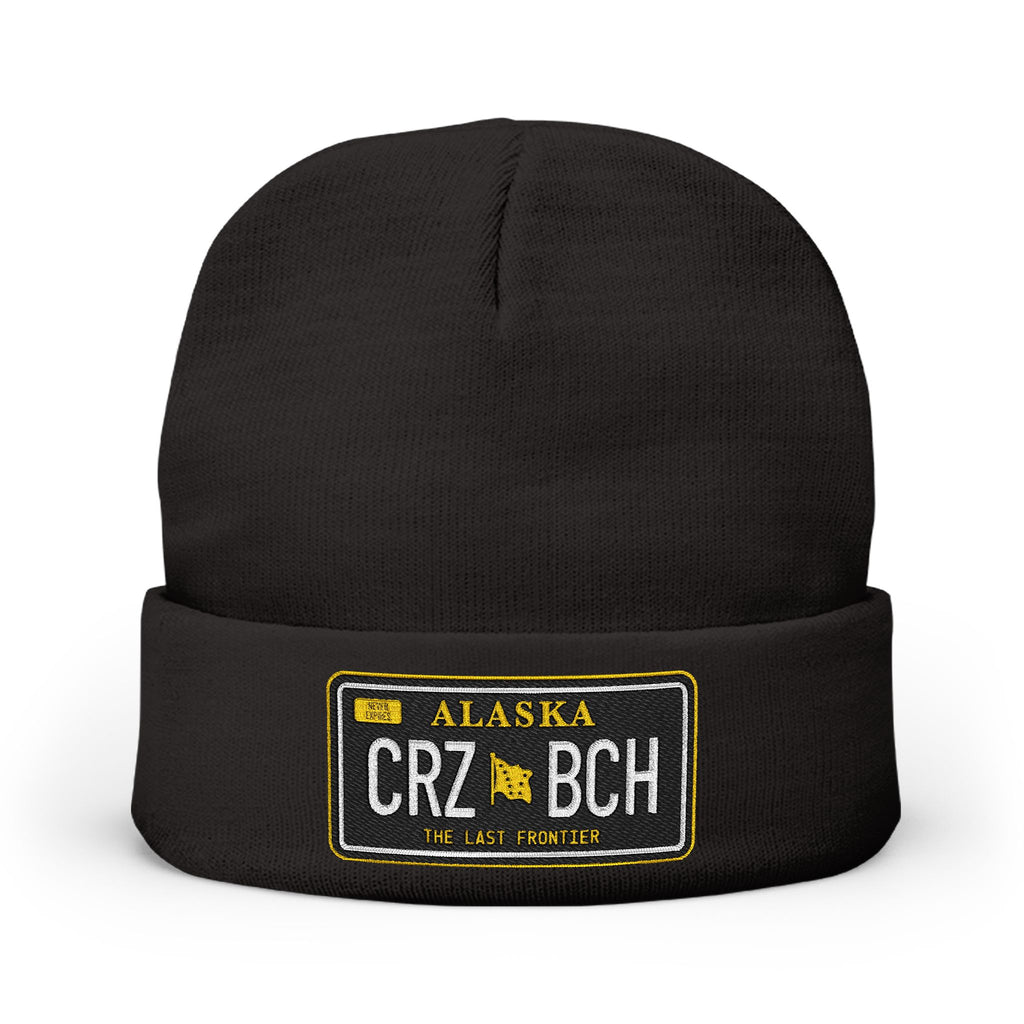 Crazy Bitch Plate (Black) Embroidered Knit Beanie