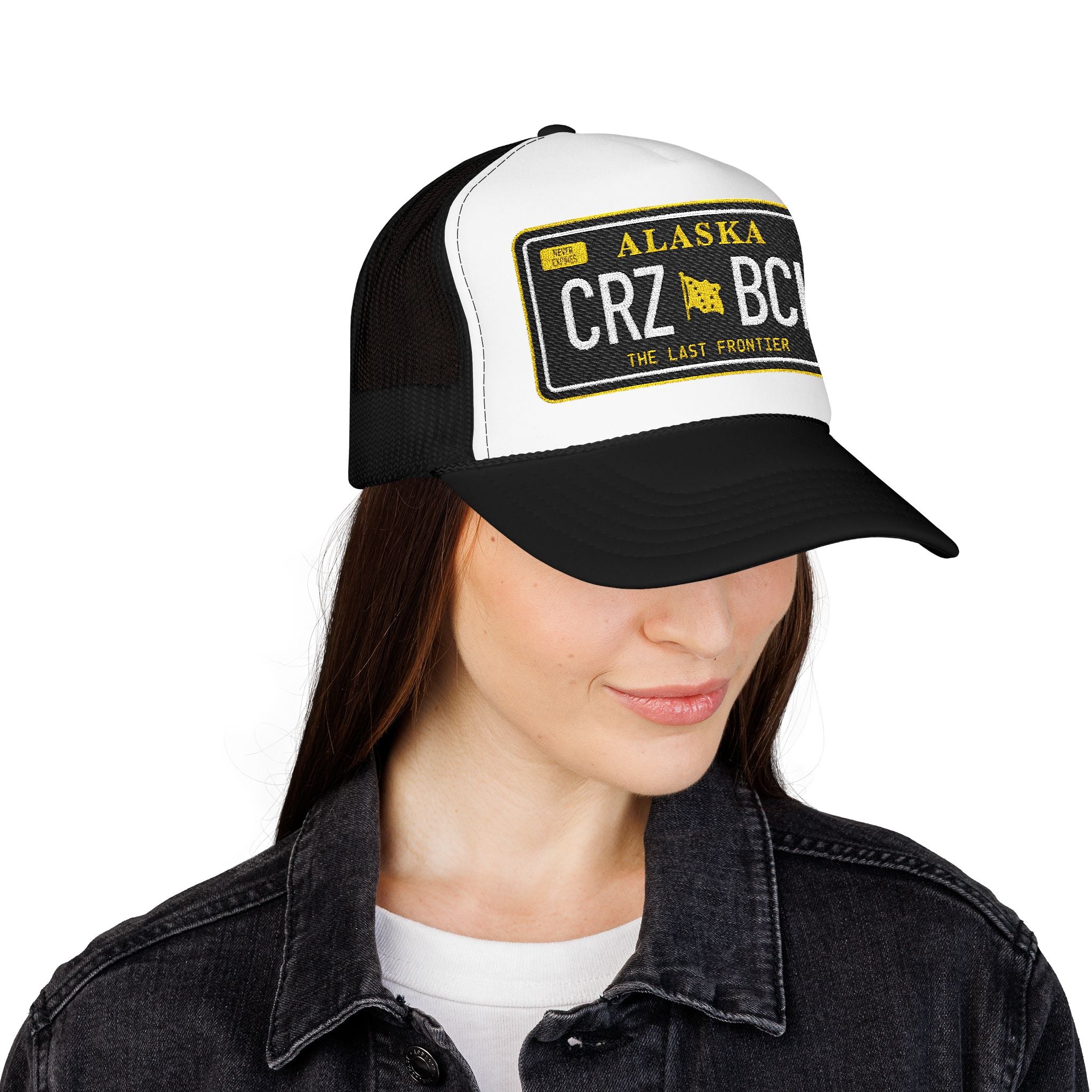 Crazy Bitch - Black Plate - Foam Trucker Hat w/ Embroidered Patch - BitchGear™