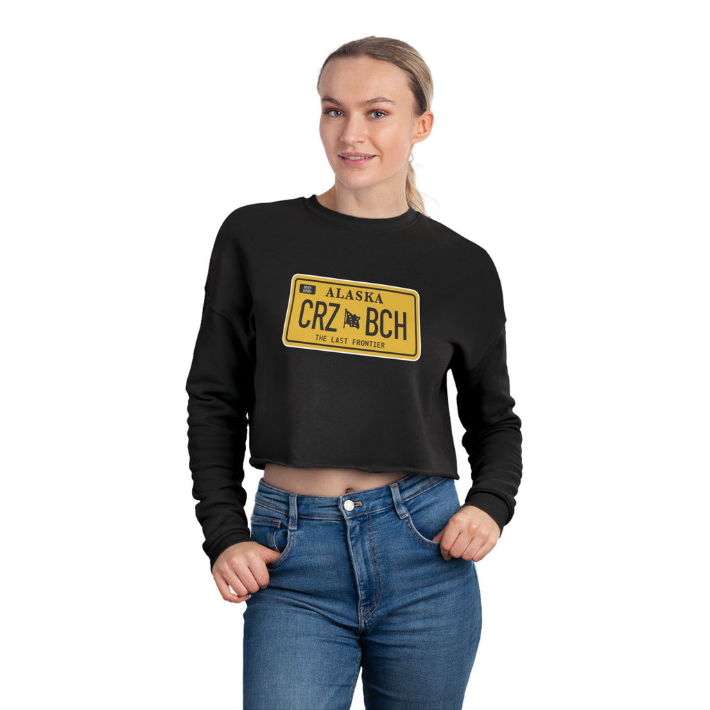 Crazy Bitch Plate (Gold) Women's Cropped Sweatshirt