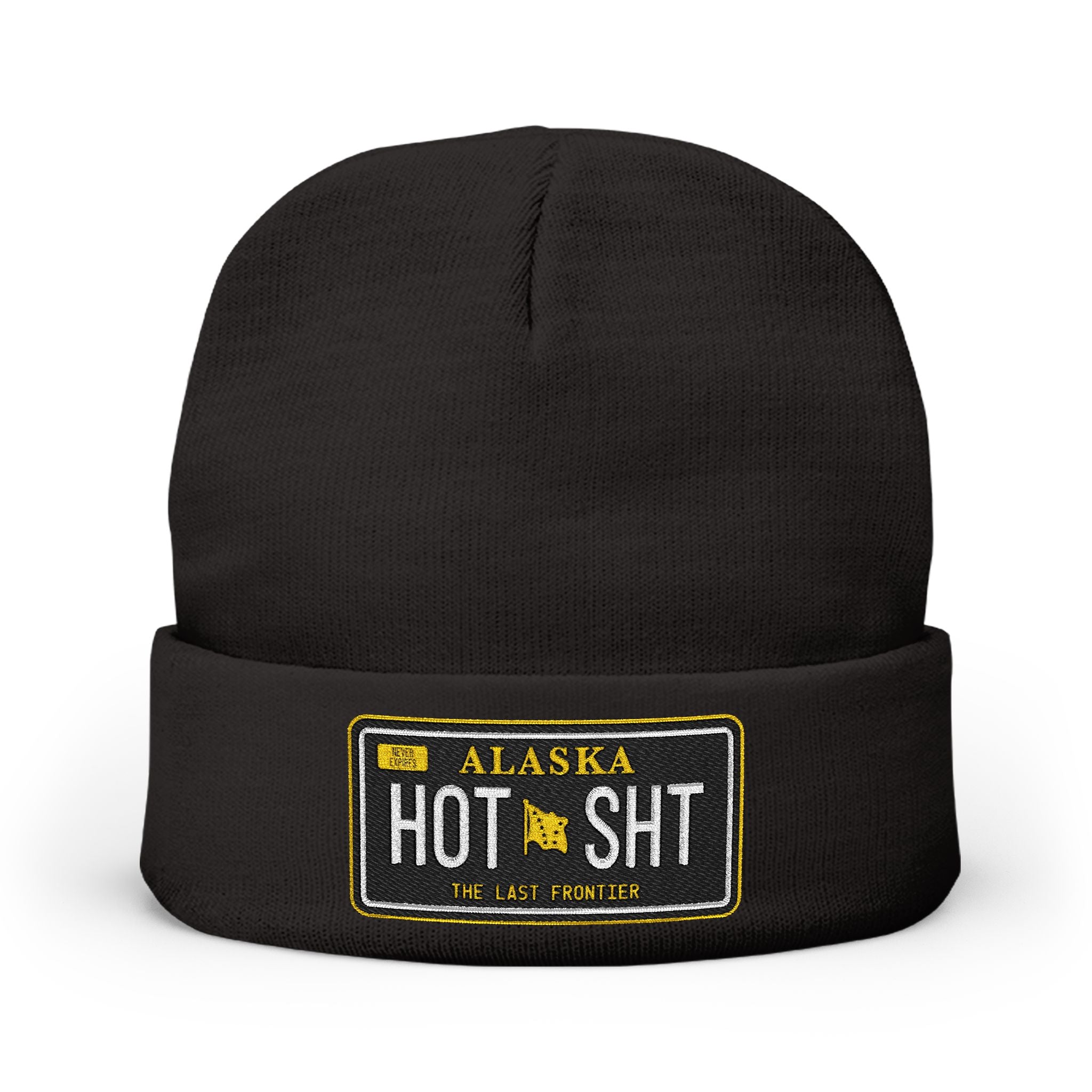 Hot Shit - Plate (Black) Embroidered Knit Beanie